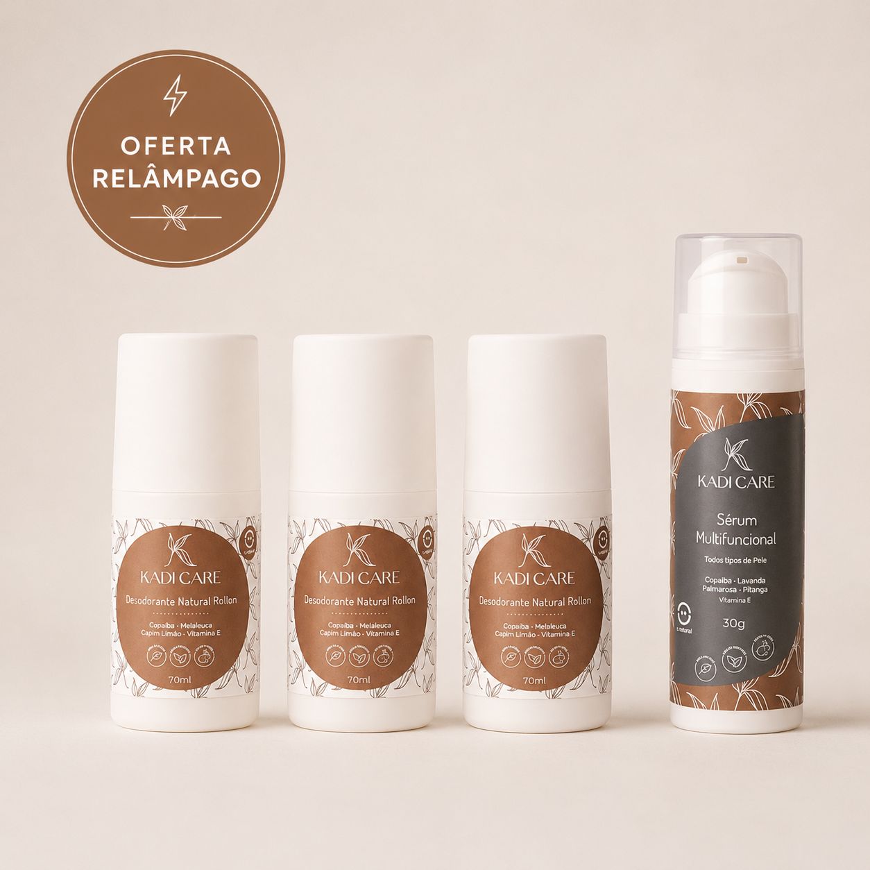 Kit 3 Desodorantes Roll-on + Sérum Multifuncional